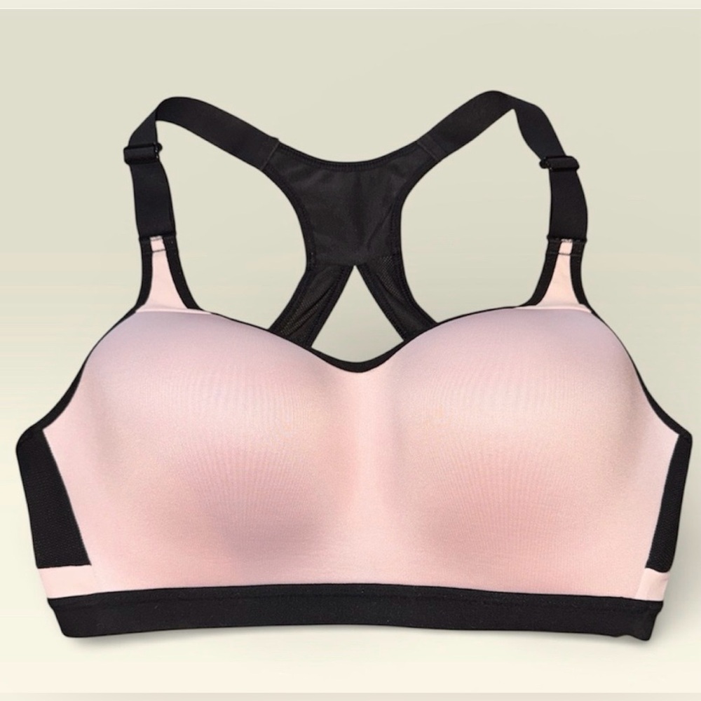 Victoria Sport Sports Bra 38D Pink Black Racerback High Impact Workout Bra